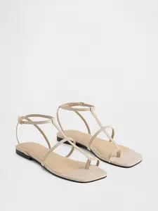 Vegan Suede T-Strap Sandals