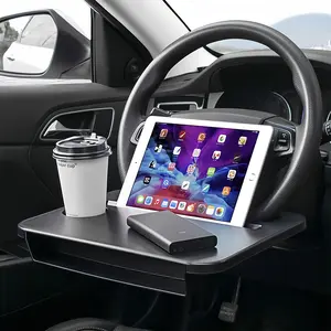 2-in-1 Steering Wheel Tray & Seat Gap Organizer - Car Food Desk for Eating, Laptop, Work - Fits Most Cars, SUVs, Tesla Model 3/Y