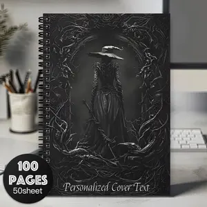 1pc Gothic Halloween Spiral Notebook, 50 pages, 5.5x8.3 inches, with a dark fantasy cover design, suitable for writing, journaling, Bible study, Devotional Notebook, and a unique gift for birthdays, Christmas, Halloween, ideal for stationery lovers