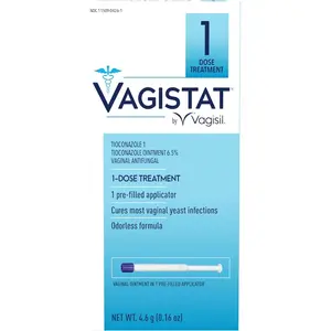 Vagistat 1 Day Single-Dose Yeast Infection Treatment for Women, Antifungal Ointment Helps Relieve External Itching and Irritation, 1 Pre-Filled No Touch Vaginal Applicator, by Vagisil (Pack of 1)