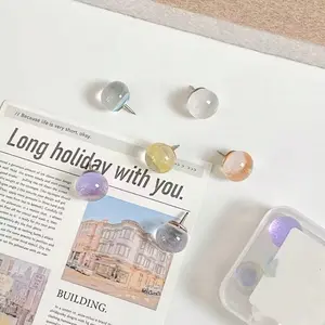 Creative Transparent Glitter Half Circle Push Pins, Fairy Style, Photo Wall Cork Board Decorative Large Head Pins, Ideal for Wall Decoration