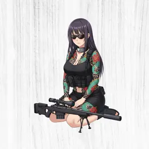 Tactical Tattoo Sniper Hinata Sticker – Anime Warrior Aesthetic – Bold Ink Art for Laptops & Gear