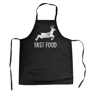 Fast Food Cookout Apron Funny Deer Hunting Buck Grilling Graphic Gift for Hunter Funny Aprons Adjustable Household Items Graphic Print Funny Hunting Cover Novelty Cooking Aprons for Men Black