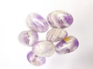 Chevron Amethyst Palm Stones, Healing Crystal Worry Stones, Meditation Pocket Rocks, New Age Spiritual Energy, Metaphysical Accessories