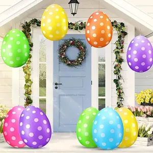 6-Pack Inflatable Easter Eggs with Colorful Dot Patterns, Lightweight Design, Waterproof Durable Material, Perfect for Garden Party Decorations, Party Decoration Supplies