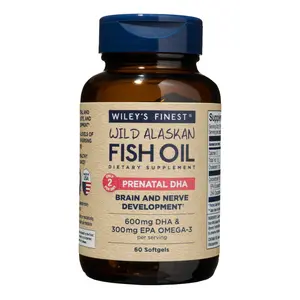 Wiley's Finest Wild Alaskan Fish Oil Prenatal DHA - 900mg EPA and DHA Omega-3s for Pregnant Women and Nursing Mothers