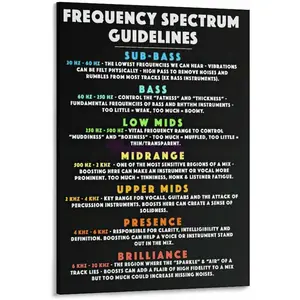 Audio Frequency Spectrum Guidelines for Mix Engineers And Music Producers Posters Canvas Posters And Prints Wall Art for Living Room Bedroom Decor 12x18inch(30x45cm) Frame-style
