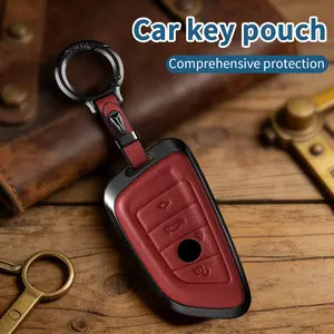 For BMW Key Fob Cover with Leather Keychain,for BMW 2 5 6 7 Series X1 X2 X3 X5 X6 X7 Premium genuine leather Key Fob Holder