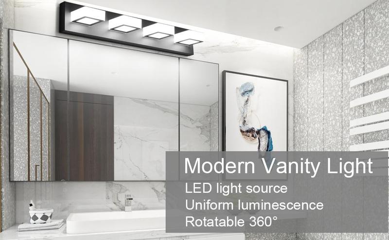 4 Lights Black Vanity Lights Dimmable Acrylic Modern LED Black Bathroom Vanity Lighting Fixtures