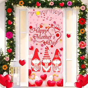 Large Happy Mother's Day Door Cover happy Mothers Day Brunch Decorations Happy Mother's Day Party Backdrop Banner Gifts Pink Heart Flowers Yard Banners for Gift Home Outdoor Indoor Room