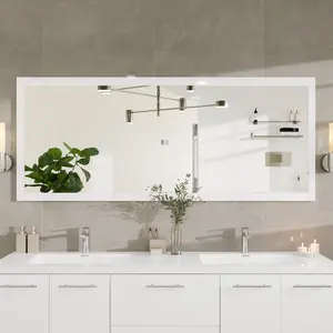 Eviva Sun 72" x 30" Rectangular White Wooden Framed Mirror