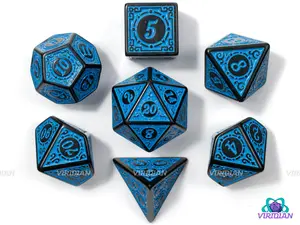 Blues | Roaring 20s: Stylized Blue & Black | Acrylic Dice Set (7)