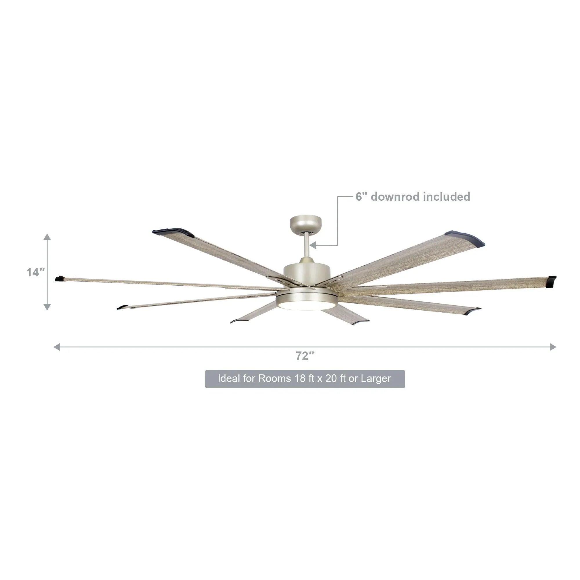72" Bankston Nickel Ceiling Fan with Integrated LED Light & Remote Control 72" Bankston Nickel Ceiling Fan with Integrated LED Light & Remote Control