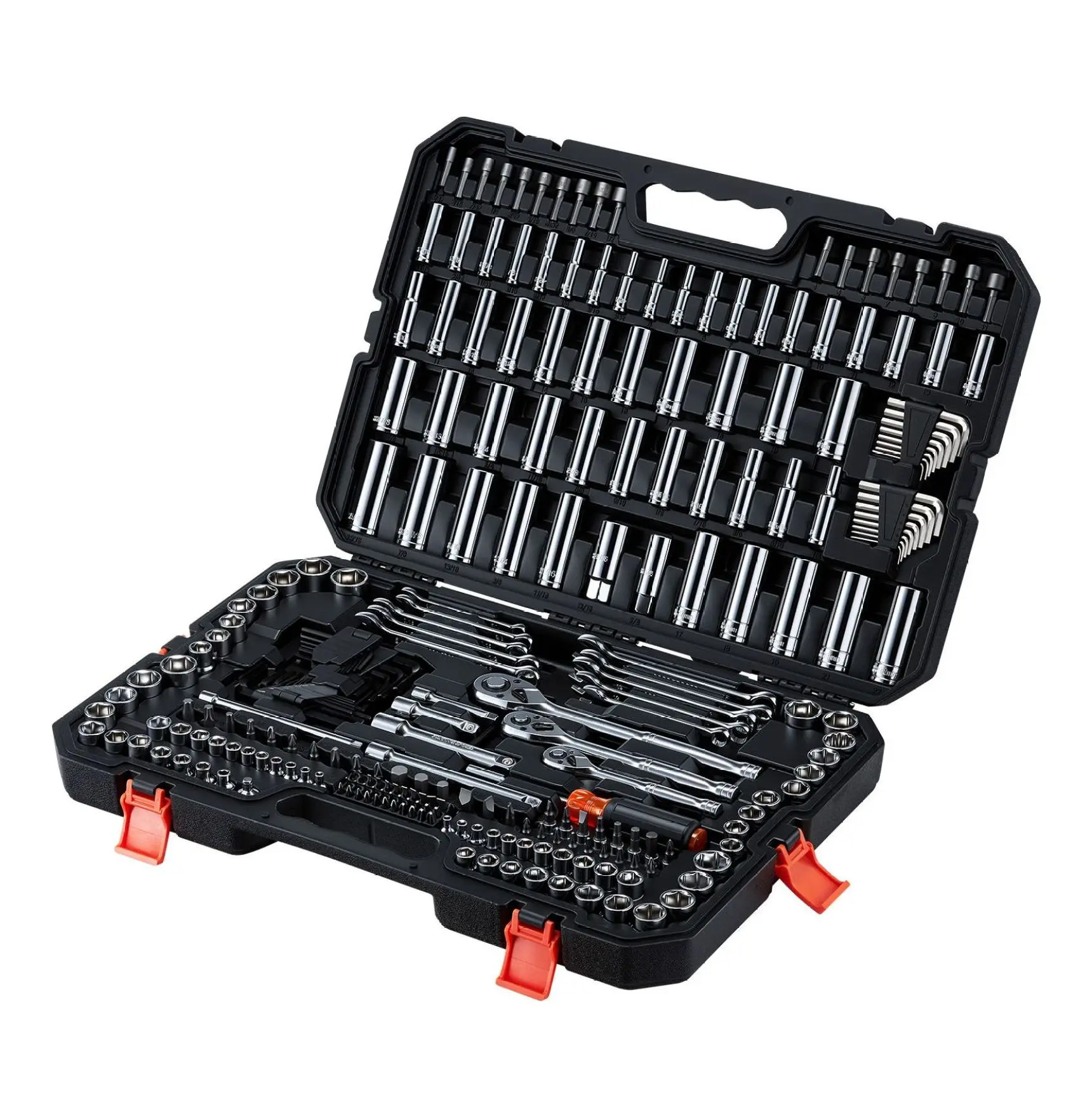 Mechanic Tool Set 253-Piece Kit, VEVOR 1/4", 3/8", 1/2" Drive SAE Metric Socket Set, Wrenches & Screwdriver Bits with Storage Case for Automotive Repair Default