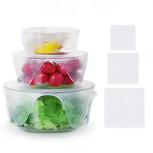 3 Pack Silicone Stretch Lids, Food Grade BPA Free, Reusable Stretchable Silicone Bowl Covers, Leak Proof Microwave Fridge Safe, For Bowls Plates Cups, Eco Friendly Kitchen Food Storage Covers, 3 Sizes