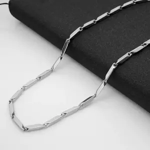 Fashion Men 3mm Wide Real Stainless Steel Hand-made Rhombus Necklace Chain Never Fade