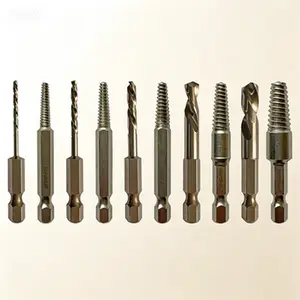 M35 Cobalt Left Hand Reverse Drill Bit Set, 10-Piece Stubby Screw Extractor Kit with 1/4" Hex Shank, SAE Sizes 5/64" 7/64" 5/32" 1/4" 19/64" for Broken Bolt Removal, Reusable Storage Case