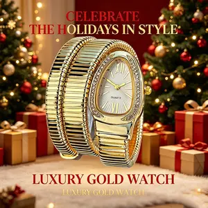 Luxury Silver Color Fashion Rhinestone Stretch Wrap Casual Snake Shape Elegant Watch, Stylish Timepiece for Everyday Wear