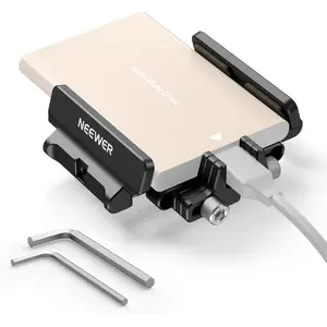 NEEWER Mount Bracket SSD Holder with Cold Shoe Cable Clamp, 1.6"-2.6" for Samsung T5 T7 SSD SanDisk Compatible with SmallRig Cage for BMPCC 4K 6K Compatible with iPhone 15 Pro Max Phone Cage, UA035
