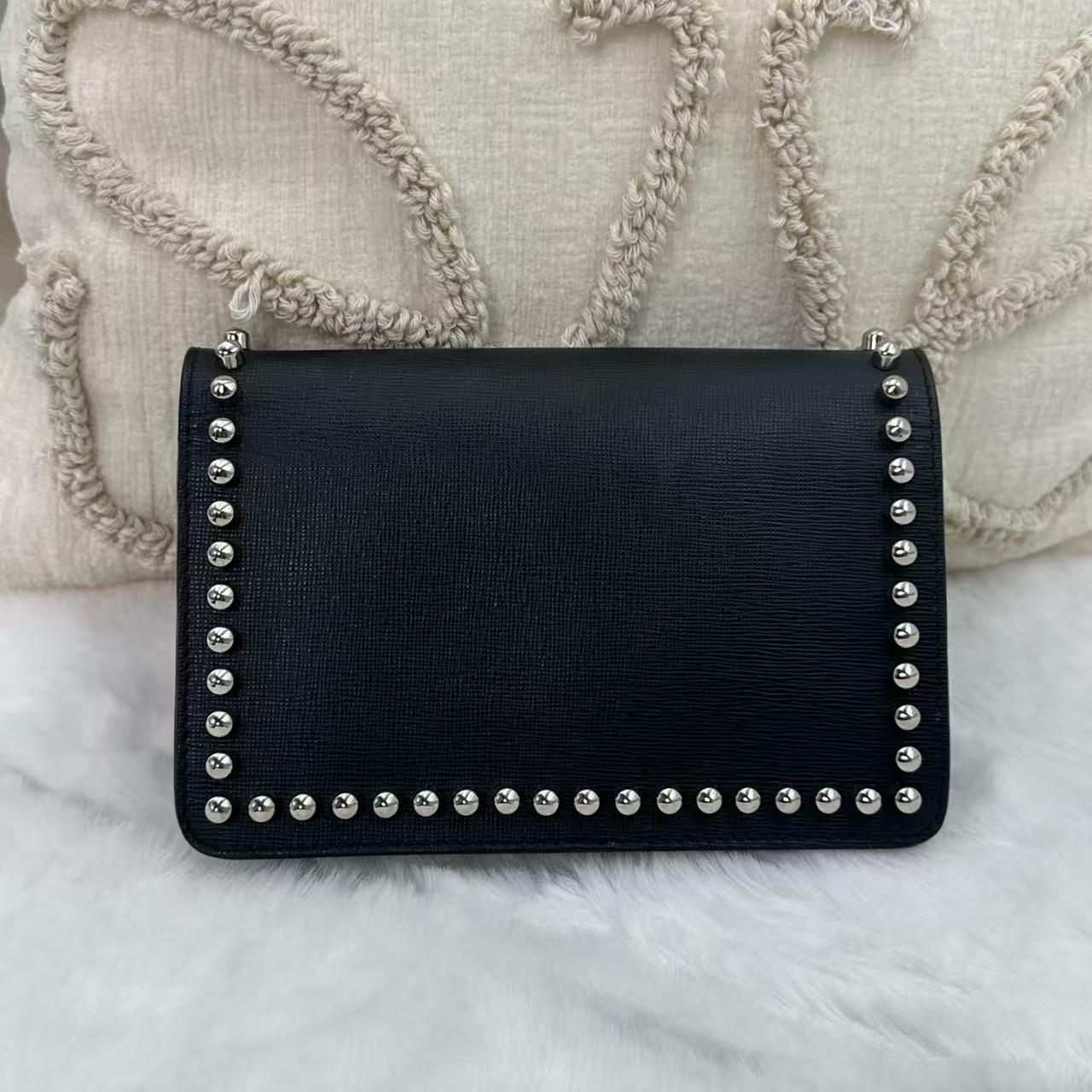 Pre-owned FENDI Karl Lagerfeld Chain Bag | Black Leather Fur Karlito|18883029