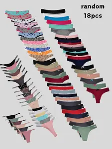 18pcs Pack Randomly Assorted Low Rise Cotton Lace Sexy Comfortable Tanga Thongs for Women in Assorted Colors
