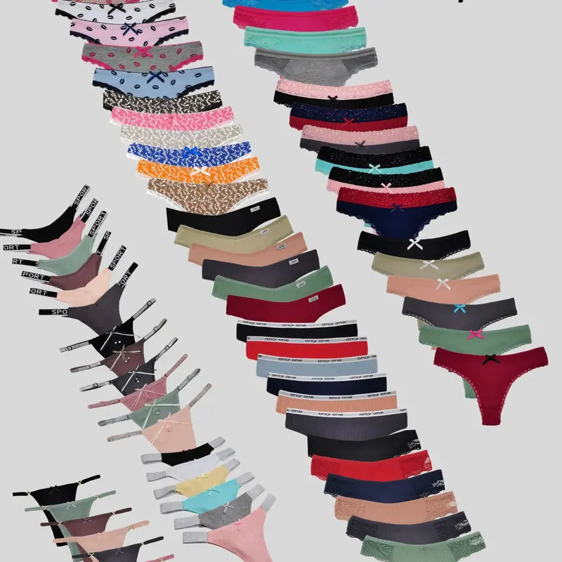 18pcs Pack Randomly Assorted Low Rise Cotton Lace Sexy Comfortable Tanga Thongs for Women in Assorted Colors