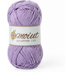 Soft Fluffy 5 Ply 100% Milk Cotton Crochet Yarn 131yds/1.76oz for Amigurumi Baby Crochet Puzzle Socks Clothes (Light Purple)