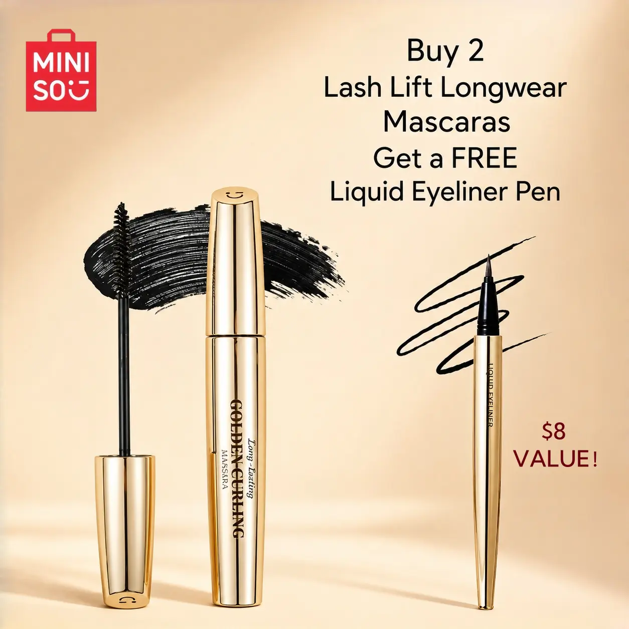 Golden Tube Lash Lift Mascara, Lengthening & Curling Mascara for Longer Fuller Lashes, Long-Lasting Smudge Resistant Eye Makeup