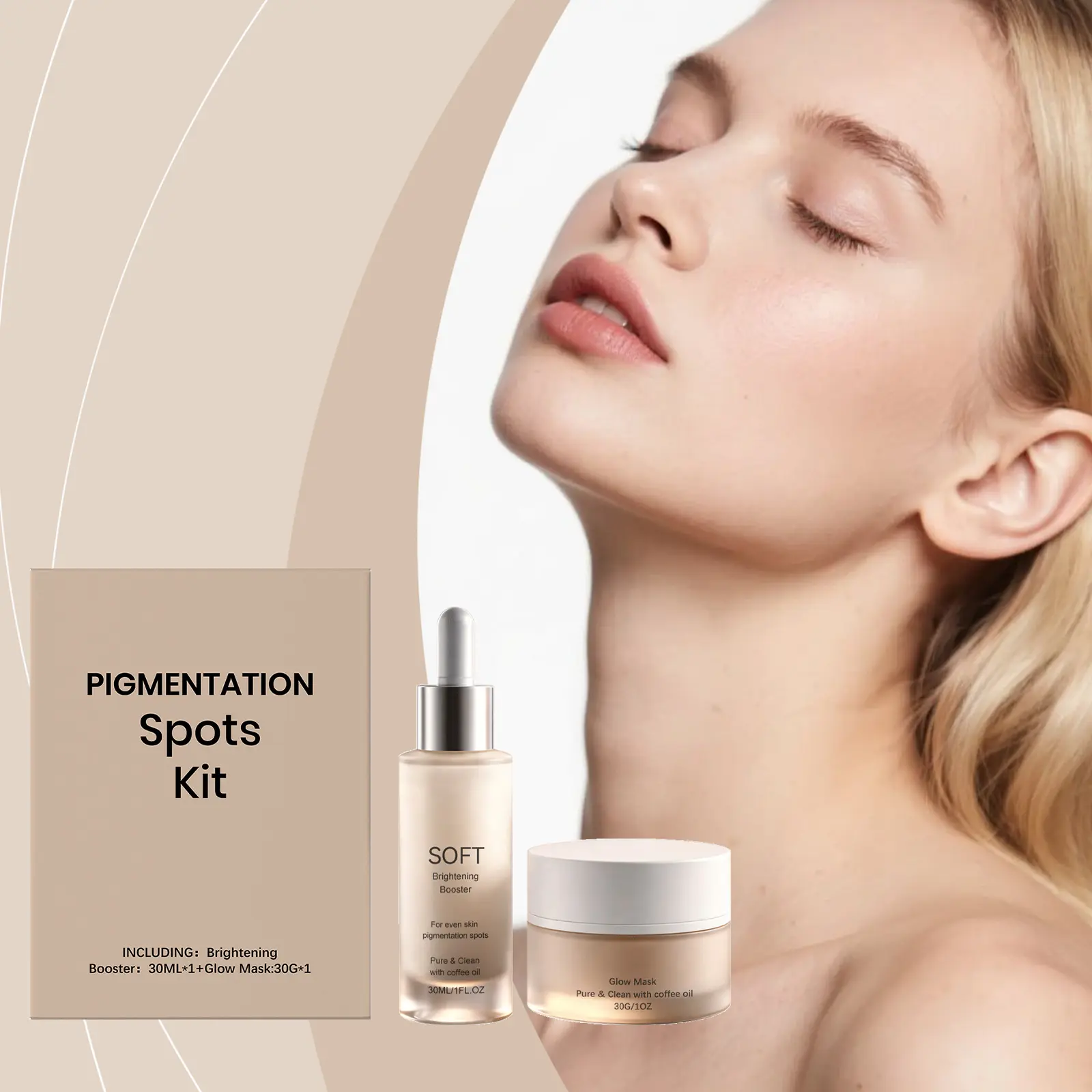 2-Piece Unisex Dark Spot Corrector Skincare Kit - Daily Morning Routine Set with Brightening Serum, Glow Mask for Adults' Pigmentation Repair, Acne Marks Fade, Skin Transformation, Glow Up, Single Item, Dark Spots, Hyperpigmentation Treatment, Dark Spots