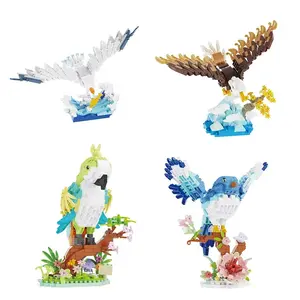 Plastic Flowers Flying Bird Building Block Toy Model Parrot Seagull Micro Blocks DIY Toys for Home Decorations