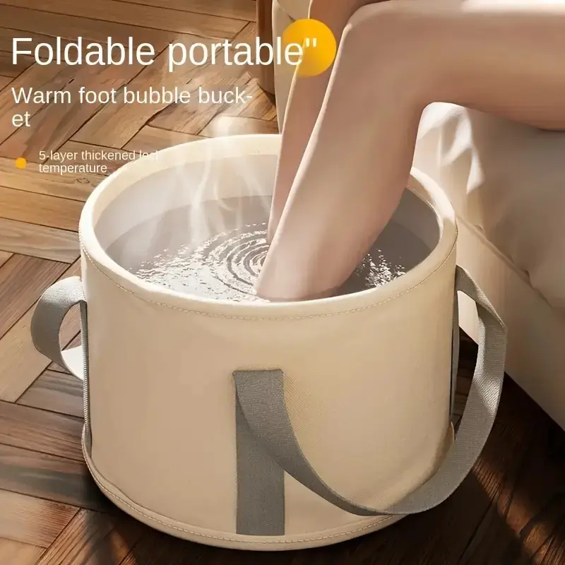 Portable Foldable Insulated Foot Bath, Collapsible Foot Bath, Wireless Aluminum Foil Thick 5-Layer Design, Multi-Functional Deep Basin, Fall Winter Relaxation
