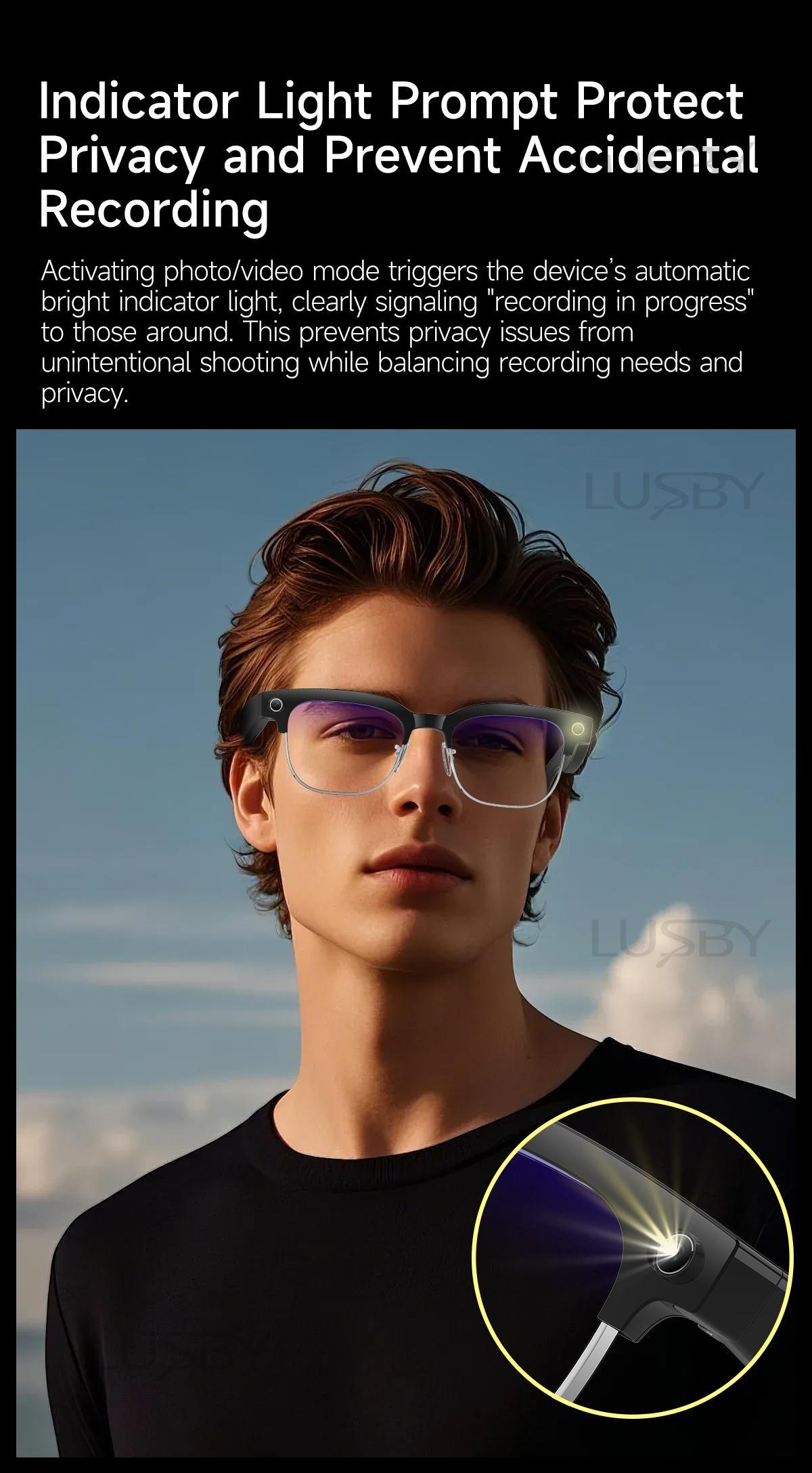 LUSBY Smart AI Camera Glasses with 8MP Photochromic Lenses ,Button Touch Adjustment for Travel Outdoor Adventures Hands-Free Photography 160+Languages Real-Time Translation Bluetooth Wireless Wearable Video Recording UV Protection ,Easter gift LUSBY Smart AI Camera Glasses with 8MP Photochromic Lenses ,Button Touch Adjustment for Travel Outdoor Adventures Hands-Free Photography 160+Languages Real-Time Translation Bluetooth Wireless Wearable Video Recording UV Protection ,Easter gift