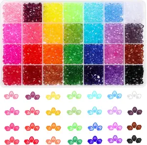 1960 count  Beads for  Making, Assorted 28 Colors, Bicone  Glass Beads, 6 mm