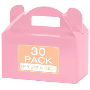 30 Pack Treat Boxes Candy Boxes Gable Boxes Party Favor Boxes with Handles Goodie Boxes Paper Gift Boxes for Kids Birthday Party Baby Shower Wedding Halloween Christmas