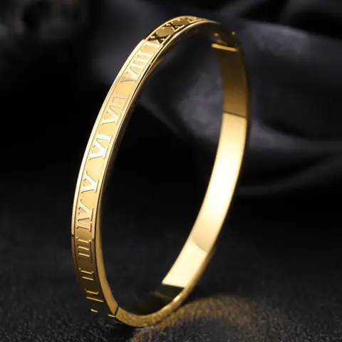 Unisex Street Style Roman Numerals Design Bangle, Gifts for Wife, Minimalist Trendy Bangle Bracelet for Women & Men, Chic All-match Vintage Jewelry As Gift, Elegant Minimalist Bangle, Fashionable Bracelet, High Quality Bracelet