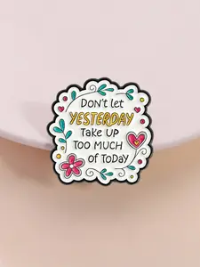 Elegant Enamel Brooch Pin, Inspirational Quote Design, Floral Heart Pattern, Colorful Decorative Accessory, Perfect Gift for Women, Flower Brooch Pin