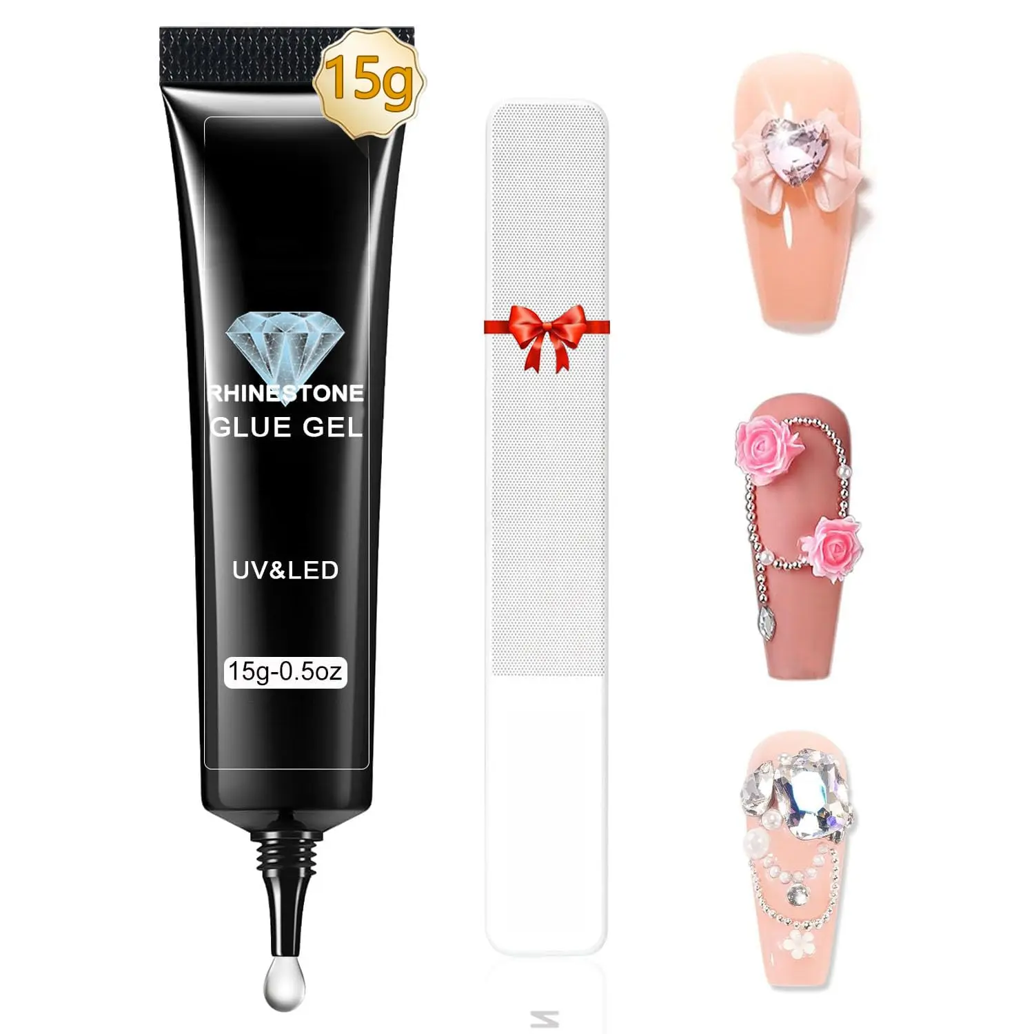 Rhinestone Glue,Super  Rhinestones Gel  Glue for 3D Nails Beads Stickers Stones   Art Jewels 3D Decorations Tools,Cured Need