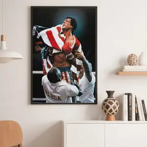 Frameless Canvas Art, "Loki IV" Movie Poster - Iconic Boxing Scene and American Flag, High-Quality Vibrant Color Printing, Suitable for Bedroom and Living Room Decoration, 2D Graphic Design, Perfect Room Decoration