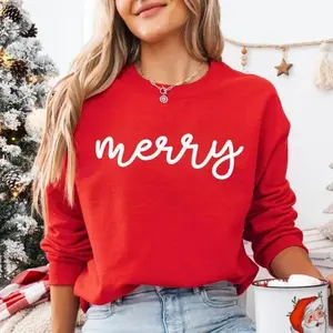 Merry Christmas Sweatshirt �C festive holiday sweater for women, men; perfect matching family Xmas outfit full of cozy cheerful vibes.