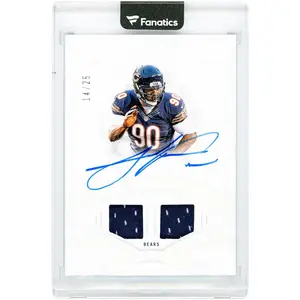 Julius Peppers Chicago Bears Autographed 2025 Panini Flawless Holo Silver Game Used Memorabilia Dual Relics #GUMS-JPS #14/25 Card - Fanatics Authentic Certified