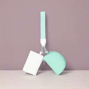 Women's Mini Handbag - Zippered Double-Pocket Portable Keychain Wallet - 100% Polyester Coin Pocket Travel Wallet - Casual Wristband Handbag for Coins Keys Cards