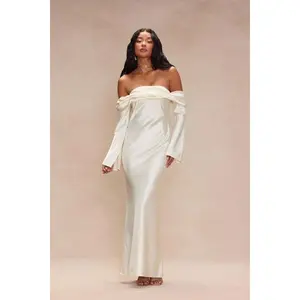 Amandine Satin Maxi Dress - Cream 2