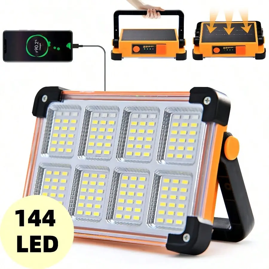 LED solar-powered outdoor camping light, work light, portable emergency camping light, 3600mAh battery, IP66 waterproof