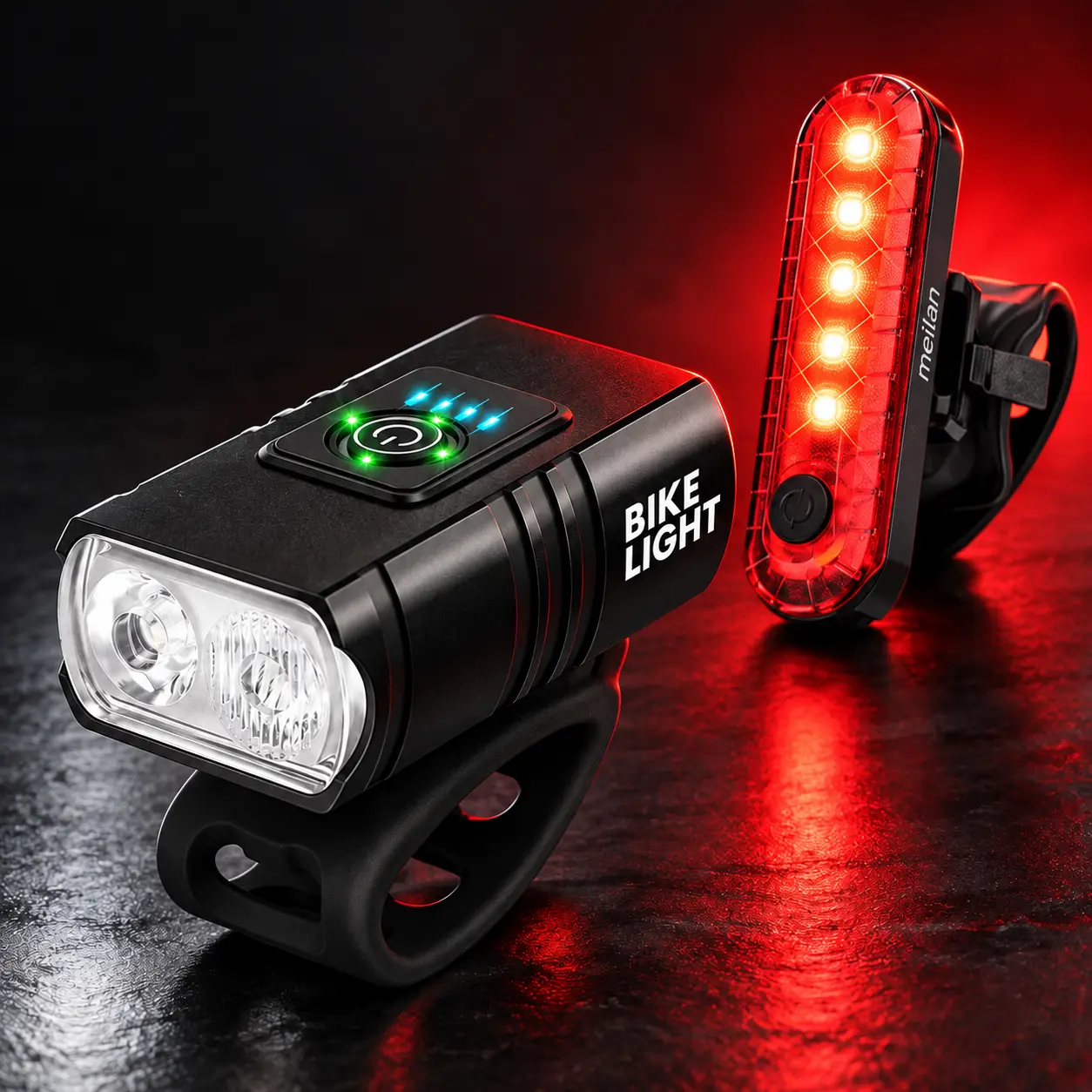 XTAUTO USB Rechargeable LED Ebike Bike Light Set - 6+4 Modes, IPX5 Rated, Super Bright, Easy Installation, Universal for Mountain Bikes, Night Riding, with Reflectors, Ebike Accessories, Built-in Battery