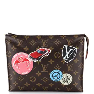 Pre-owned Louis Vuitton Canvas Coated Toiletry Bags Toiletry Pouch Limited Edition World Tour Monogram Canvas 26 by Rebag