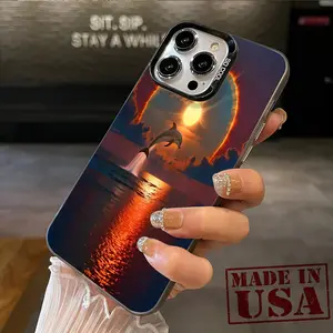 Phone Case for iPhone 15 Pro Max 16 Plus 14 13 12 11 XR XS Solar Eclipse Leap Pattern Matte Military-Grade Drop Protection Silicone Cover