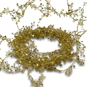 Gold Small Star Garland Wired Decorative Rope| Length - 30 ft.