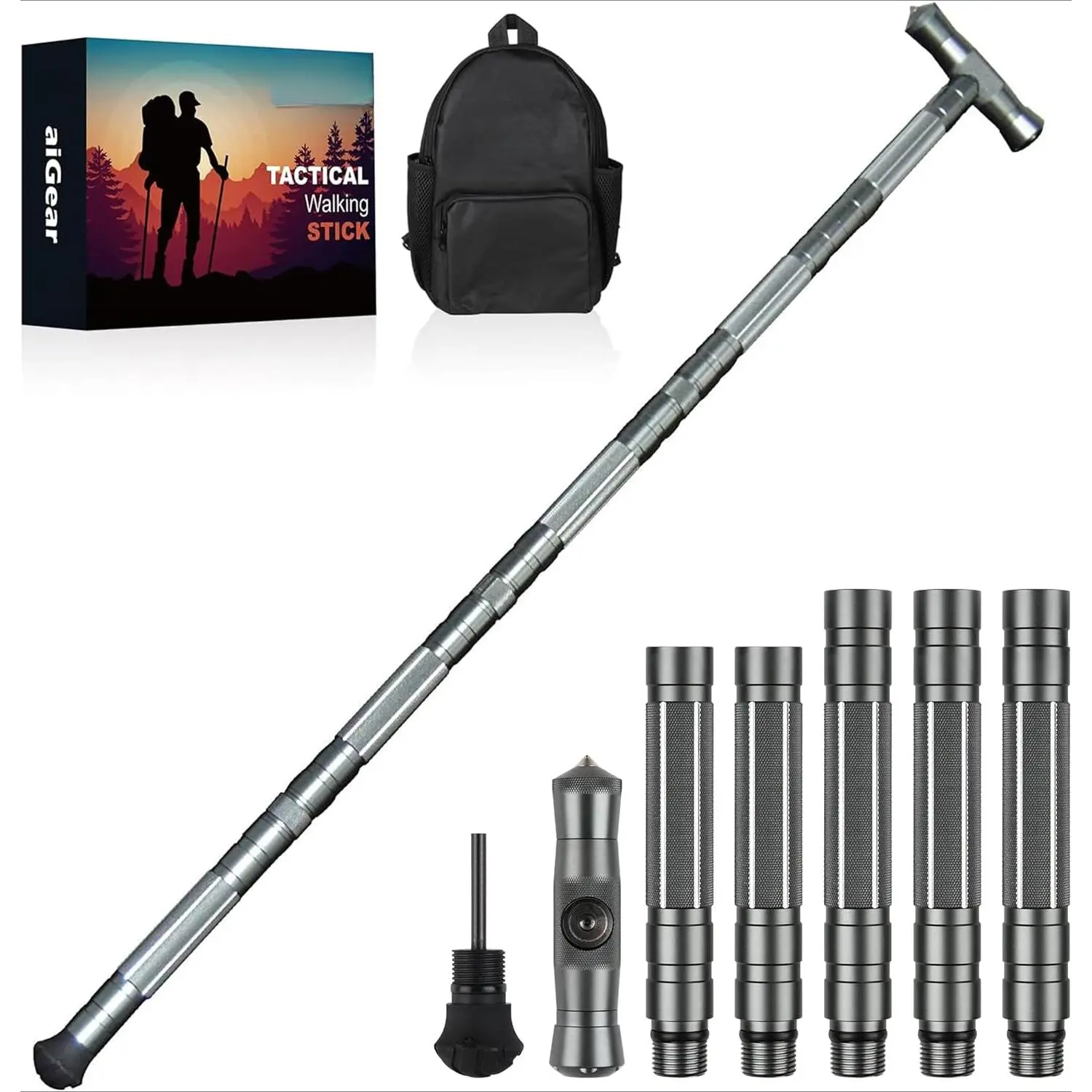 Tactical Stick Hiking Walking Staff - Trekking Poles Tactical Staff Adjustable Hiking Stick Gear for Outdoor Survival Camping Hiking