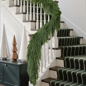 6ft Real Touch Norfolk Pine Artificial Garland - Greenery Festive Decor for Mantle, Fireplace, Indoor/Outdoor Home Christmas Use outfit suit