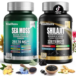 Abundant Life Force Sea Moss & Shilajit Bundle 29170 MG Black Seed Oil Ashwagandha Ginger 22875 MG Ashwagandha Rhodiola Rosea Panax Ginseng 120 Capsules Each Natural Fitness Healthcare Supplement Dietary Edible